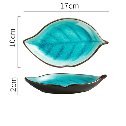 Botanical Ice-Crack Porcelain Leaf Serving Plate