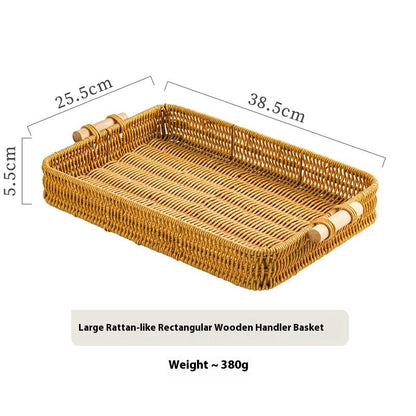 Handwoven Rattan Bread Tray – Rectangular Serving & Kitchen Organizer