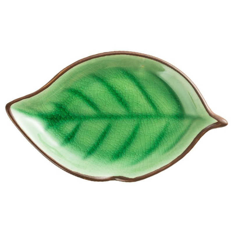 Botanical Ice-Crack Porcelain Leaf Serving Plate