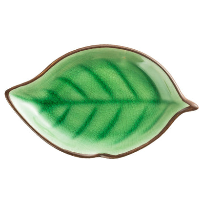 Botanical Ice-Crack Porcelain Leaf Serving Plate