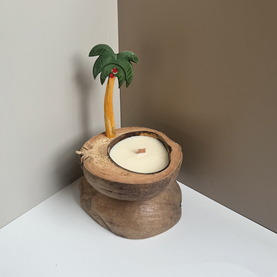 Coconut Shell Boat Candle
