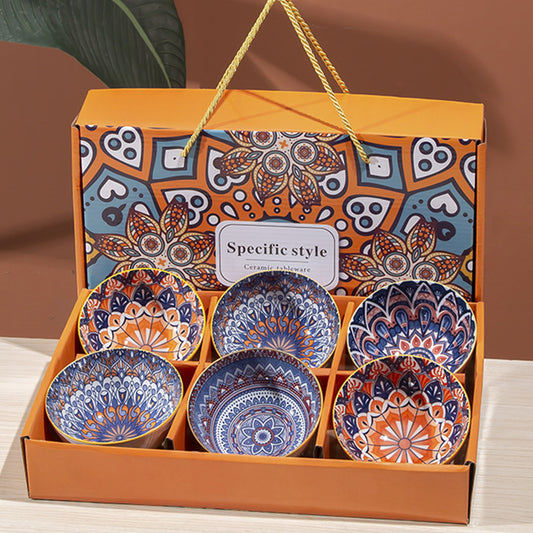 Artisan Boho-Luxe Hand-Painted Ceramic Bowl Collection