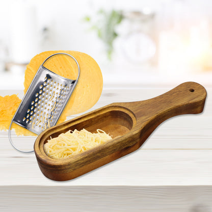 Acacia Wood Cheese Grater Bowl with Stainless Steel Blade