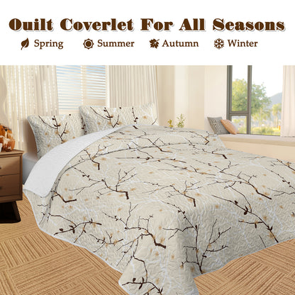Arboreal Calm Tree Branch 3-Piece Quilt Set – Nature-Inspired Bedding