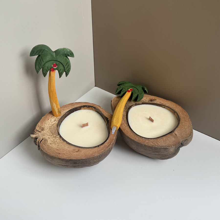 Coconut Shell Boat Candle