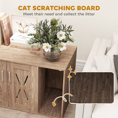 The Walnut Hideaway: Cat Litter Enclosure & Scratcher