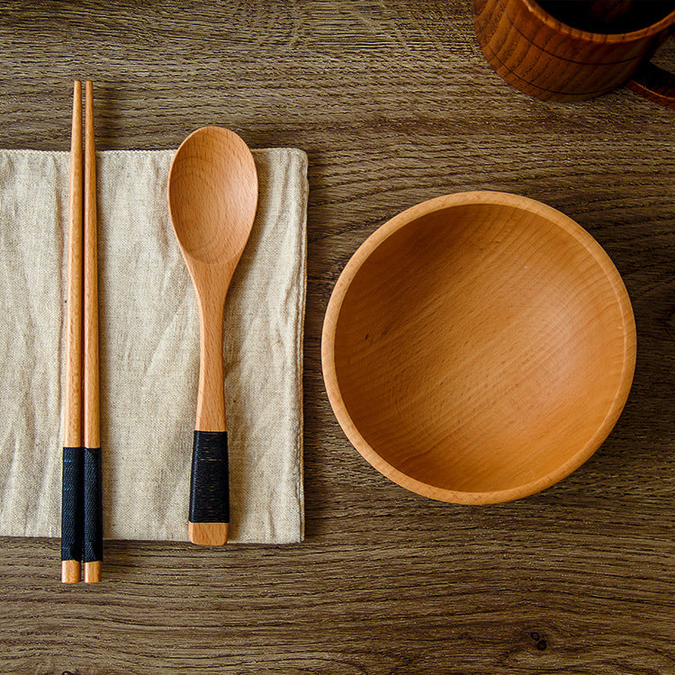 Solid Wood Serving Bowl for Salad & Fruit