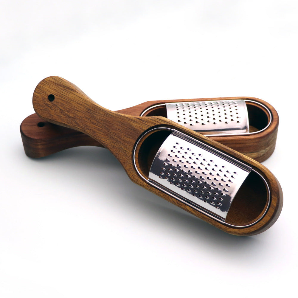 Acacia Wood Cheese Grater Bowl with Stainless Steel Blade