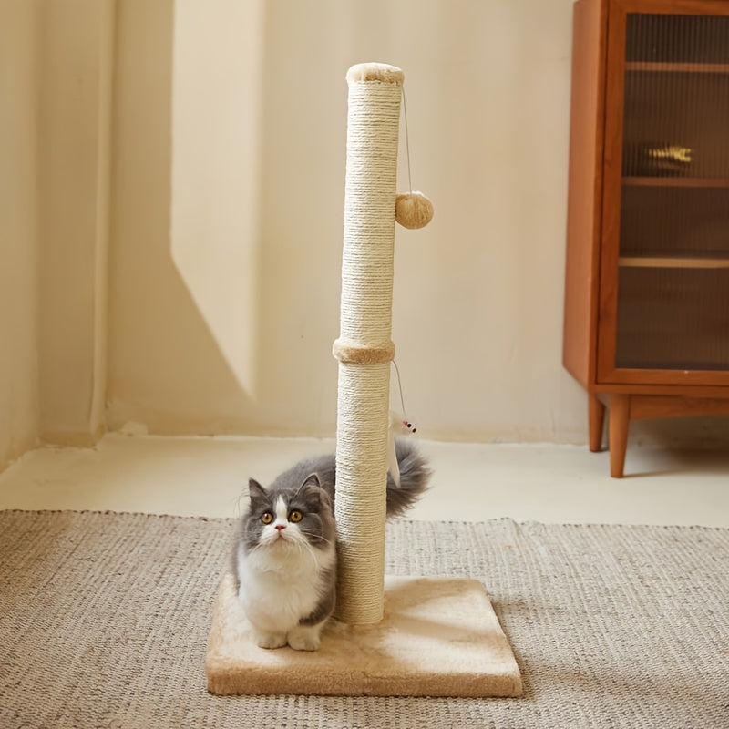 Natural Sisal Cat Scratching Post with Hanging Toy