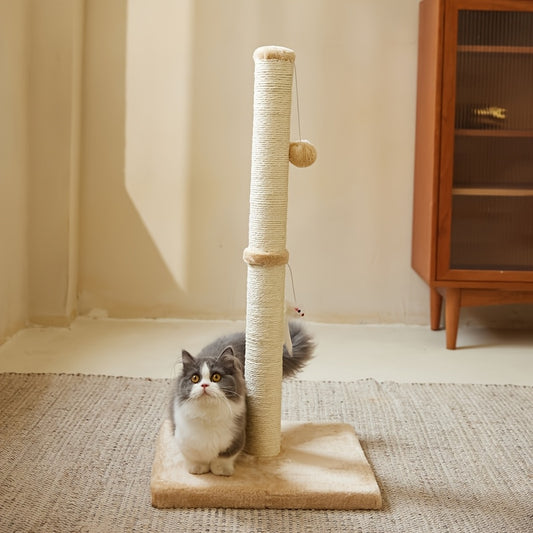 Natural Sisal Cat Scratching Post with Hanging Toy