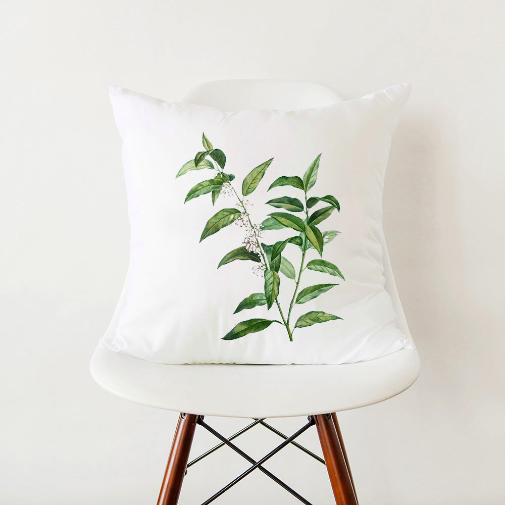 Verdant Minimalist Green Leaf Pillow Cover