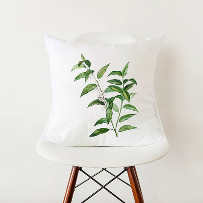 Verdant Minimalist Green Leaf Pillow Cover