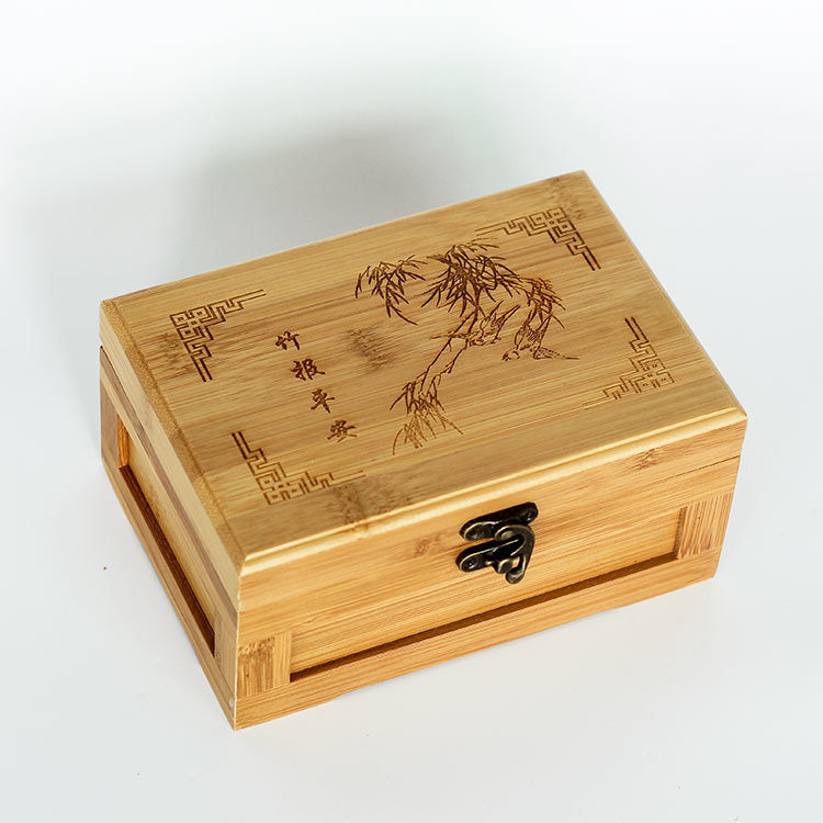 Handcrafted Bamboo Keepsake Box – Etched Wooden Storage & Jewelry Organizer