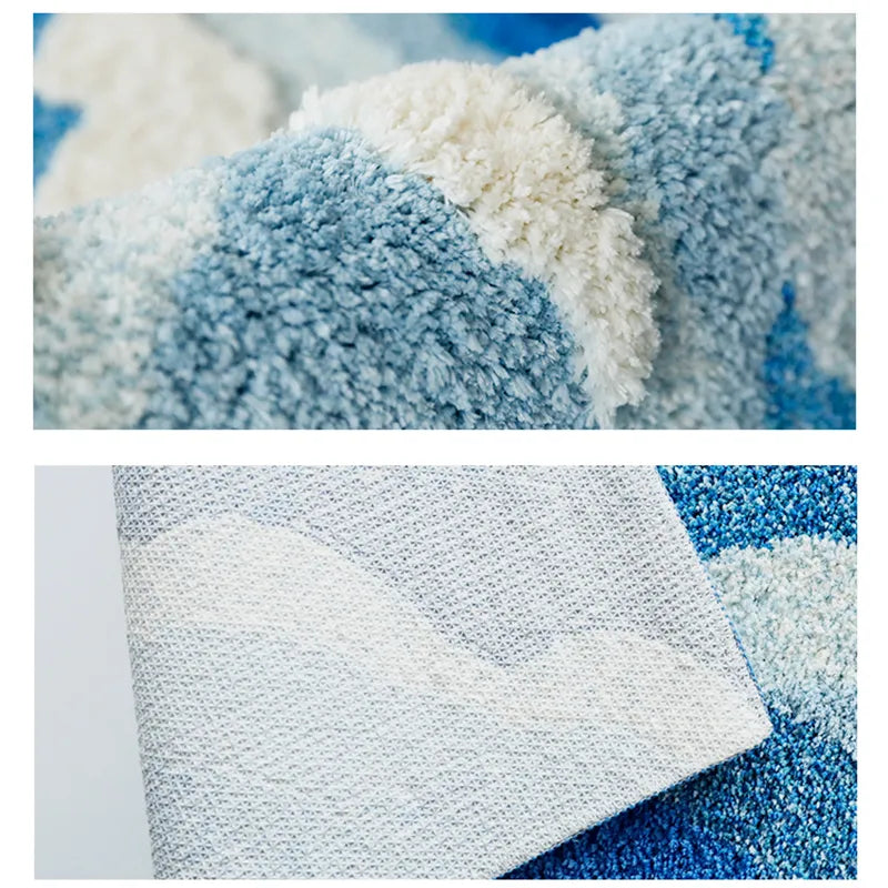 Ocean Wave Washable Area Rug – Non-Slip Absorbent Bath & Bedroom Floor Mat