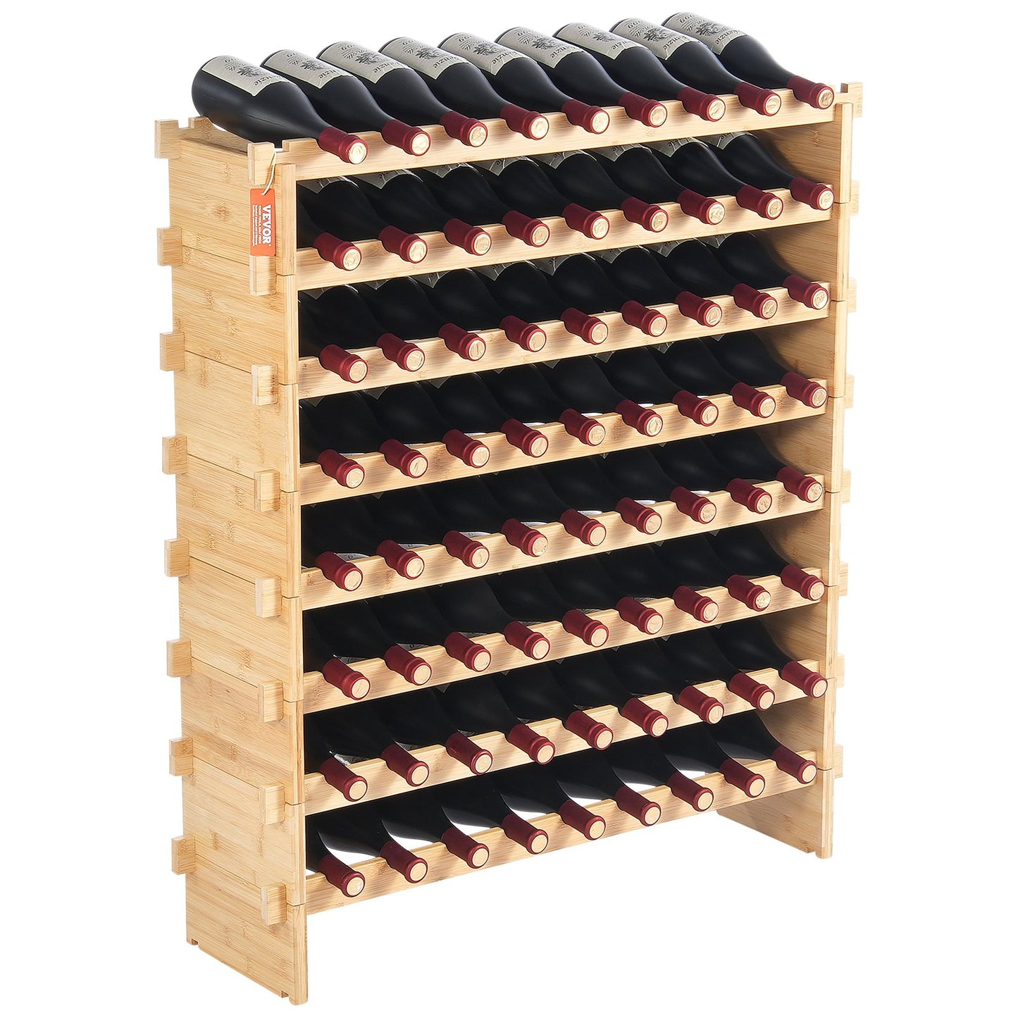 Modular 72-Bottle Bamboo Wine Rack for Home & Cellar