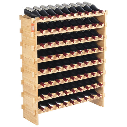 Modular 72-Bottle Bamboo Wine Rack for Home & Cellar