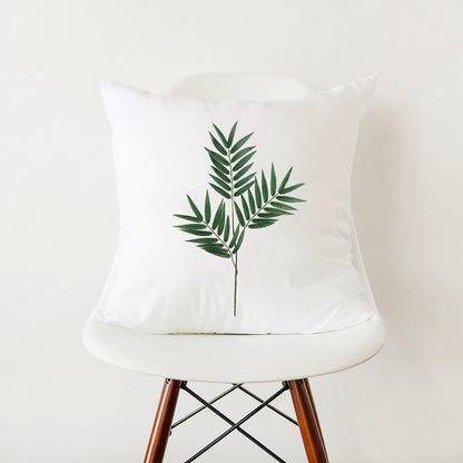 Verdant Minimalist Green Leaf Pillow Cover